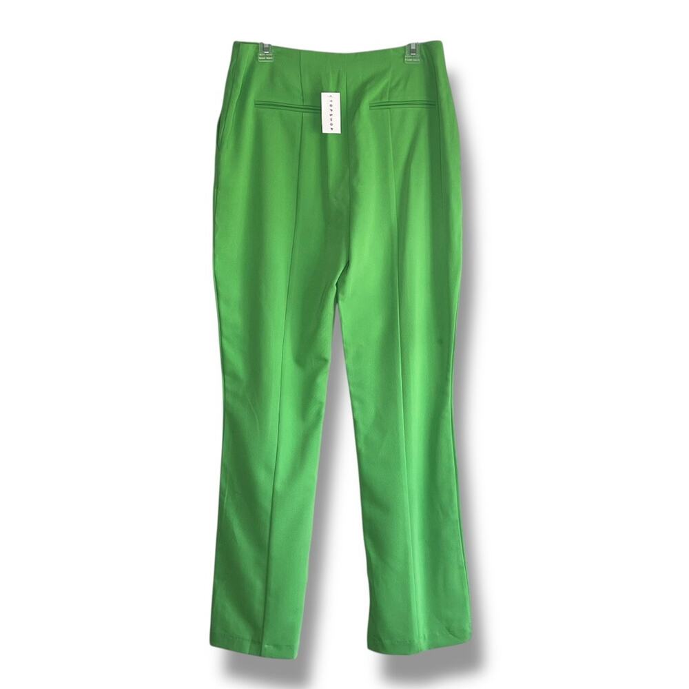 TOPSHOP pintuck high waist dress pants trousers bright kelly green NWT Women's 8 - Picture 8 of 11